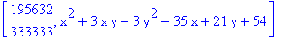 [195632/333333, x^2+3*x*y-3*y^2-35*x+21*y+54]